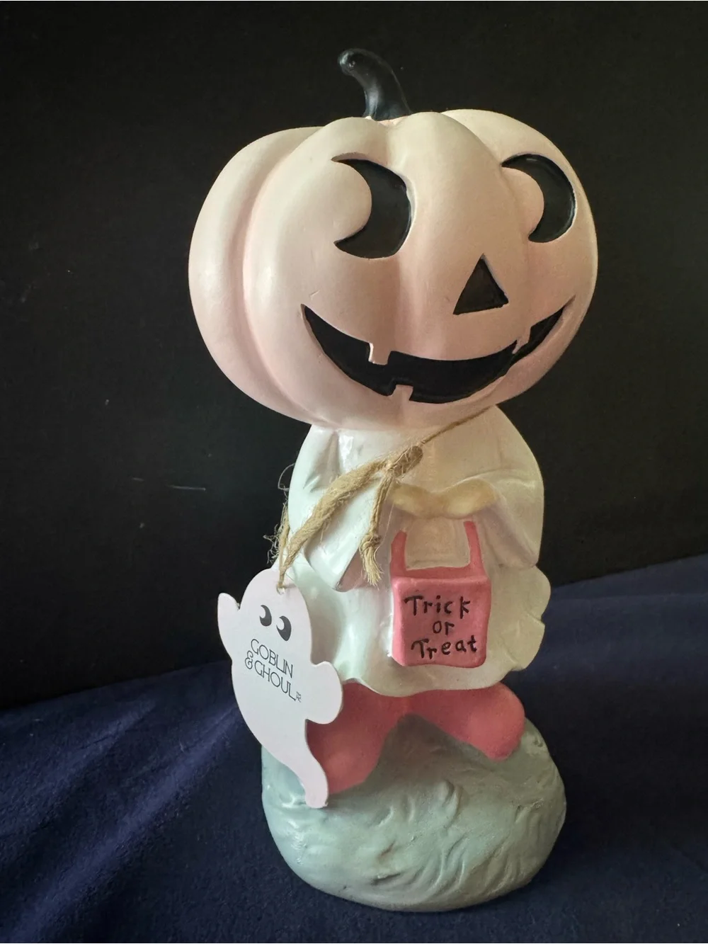 Goblin & Ghoul Pink Pumpkin Girl Trick or Treat Halloween Whimsical Resin NWT